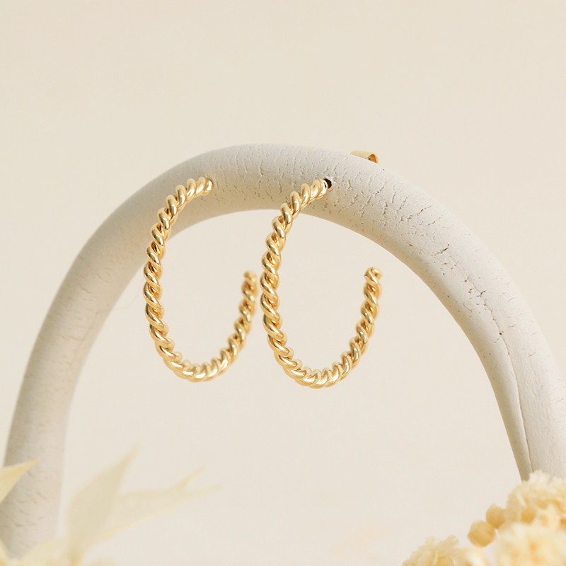 Boucles d'Oreilles Petites Créoles Les Essentiels - Fil torsadé - Aurélie Joliff