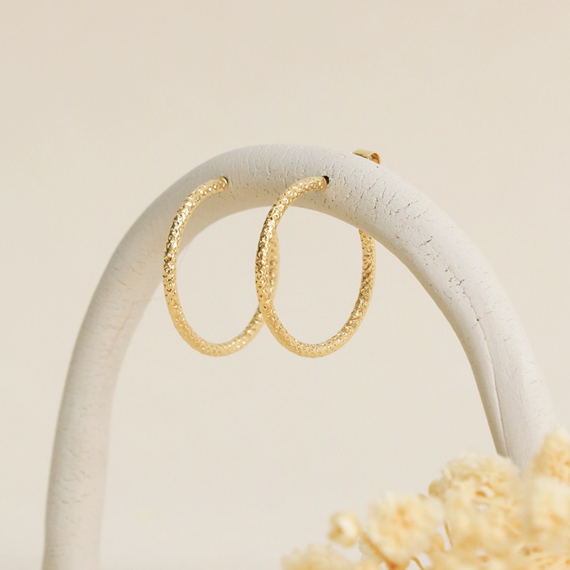 Boucles d'Oreilles Petites Créoles Les Essentiels - Fil piqueté - Aurélie Joliff