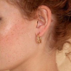 Boucles d'Oreilles Double Créoles Les Essentiels - Fil diamanté - Aurélie Joliff