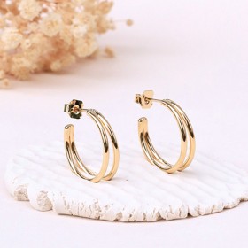 Boucles d'Oreilles Double Créoles Les Essentiels - Fil lisse - Aurélie Joliff