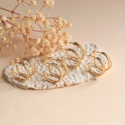 Boucles d'Oreilles Double Créoles Les Essentiels - Fil lisse