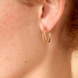 Boucles d'Oreilles Double Créoles Les Essentiels - Fil torsadé