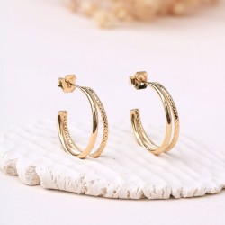 Boucles d'Oreilles Double Créoles Les Essentiels - Fil piqueté - Aurélie Joliff