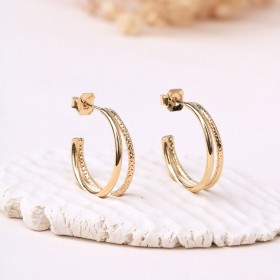 Boucles d'Oreilles Double Créoles Les Essentiels - Fil piqueté - Aurélie Joliff