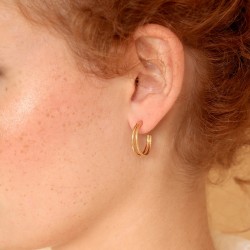 Boucles d'Oreilles Double Créoles Les Essentiels - Fil piqueté