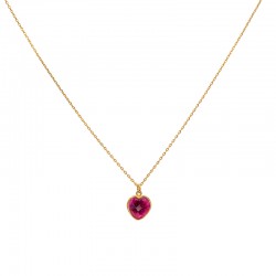 Collier AMOR chaîne doré & Coeur Rubis - Une à Une