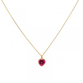 Collier AMOR chaîne doré & Coeur Rubis - Une à Une