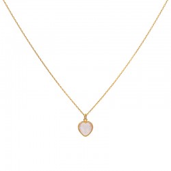 Collier AMOR chaîne doré & Coeur Pierre de Lune - Une à Une