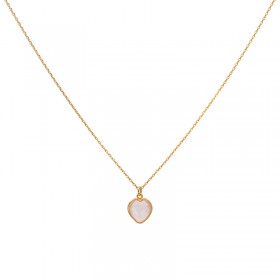 Collier AMOR chaîne doré & Coeur Pierre de Lune - Une à Une