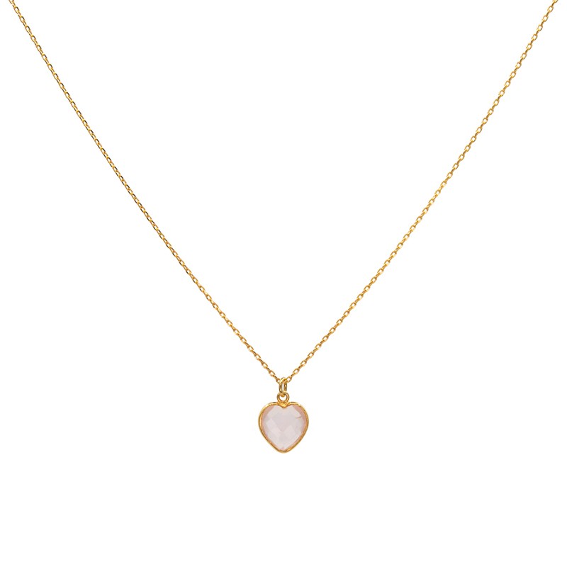 Collier AMOR chaîne doré & Coeur Pierre de Lune - Une à Une