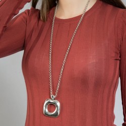 Collier sautoir CUBICA Métal - Chaîne fantaisie & Pendentif Carré