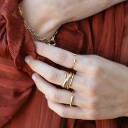 Bague fine ROMANE ajustable & Anneaux entrelacés
