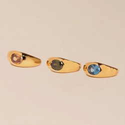 Bague fine ODILE PERIDOTajustable & Ovale vert facetté