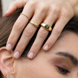 Bague fine ODILE PERIDOTajustable & Ovale vert facetté