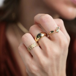 Bague fine ODILE PERIDOTajustable & Ovale vert facetté