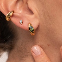 Boucles d'oreilles ODILE PERIDOT Or - Créole & Zircon péridot ovale