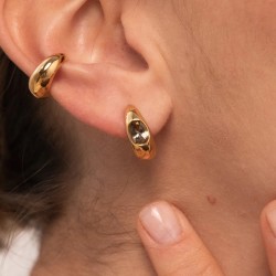 Boucles d'oreilles ODILE Or - Créole & Zircon marron café ovale