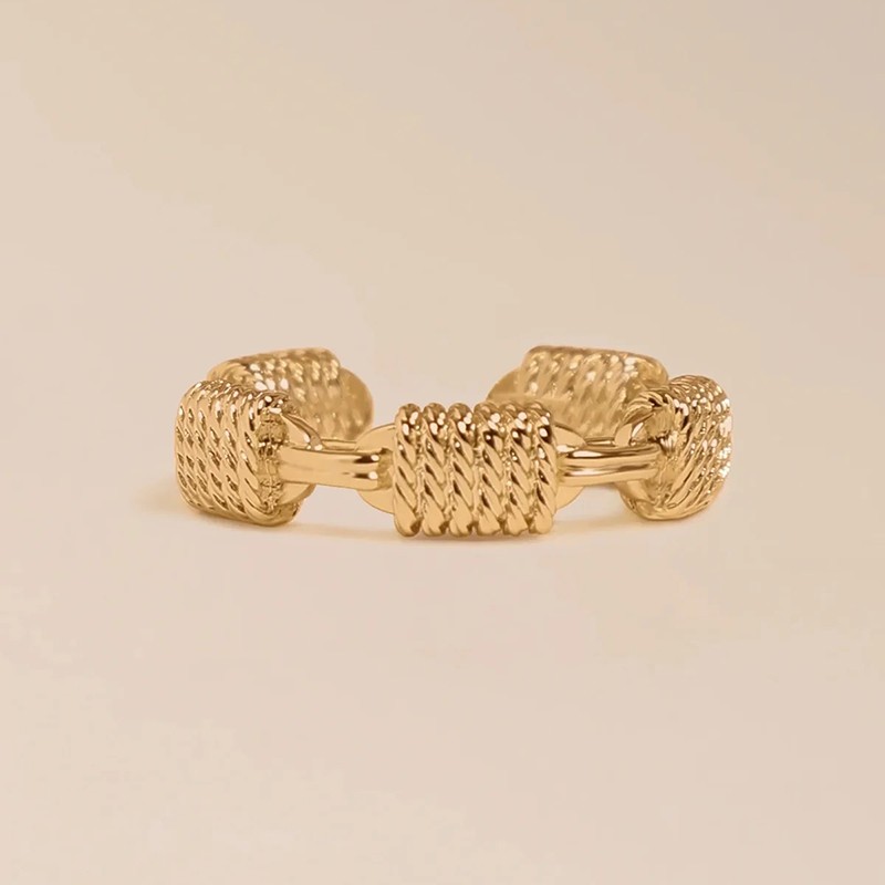 Bague fine KIRAN ajustable & ses mailles dorées