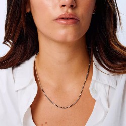 Bracelet élastique LE HEAVEN Trois tours en argent - Gris Hématite TAILLE M