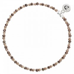 Bracelet élastique MATALA en argent - Perles marron - DORIANE Bijoux