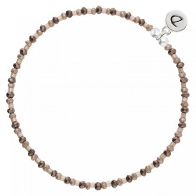 Bracelet élastique MATALA en argent - Perles marron - DORIANE Bijoux