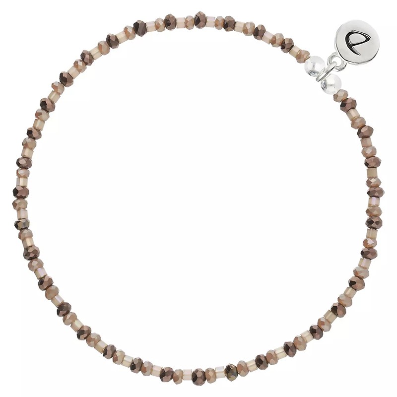 Bracelet élastique MATALA en argent - Perles marron - DORIANE Bijoux