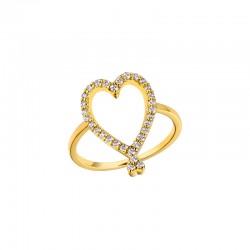 Bague fine TWIN HEART Or &...