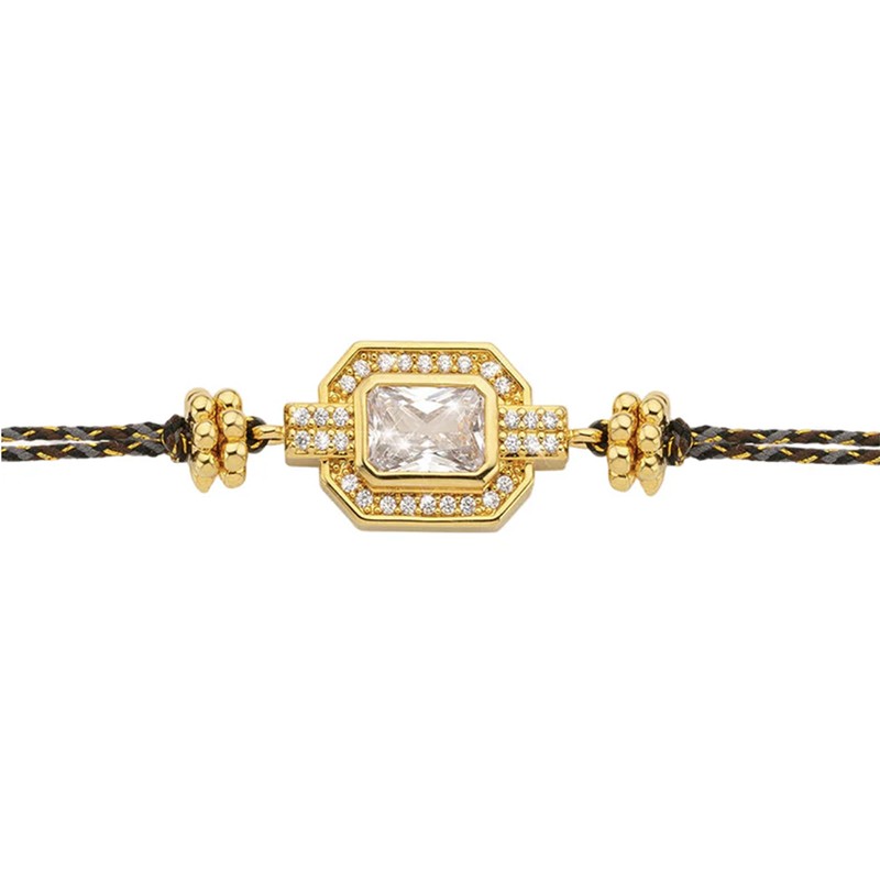 Bracelet cordon GOLD SHINNY Or - Décor Art-Déco Zircons