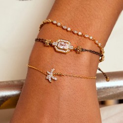 Bracelet cordon GOLD SHINNY Or - Décor Art-Déco Zircons