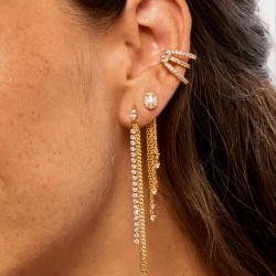Boucles d'oreilles FRAME Or - Chaînes & Cristaux blancs