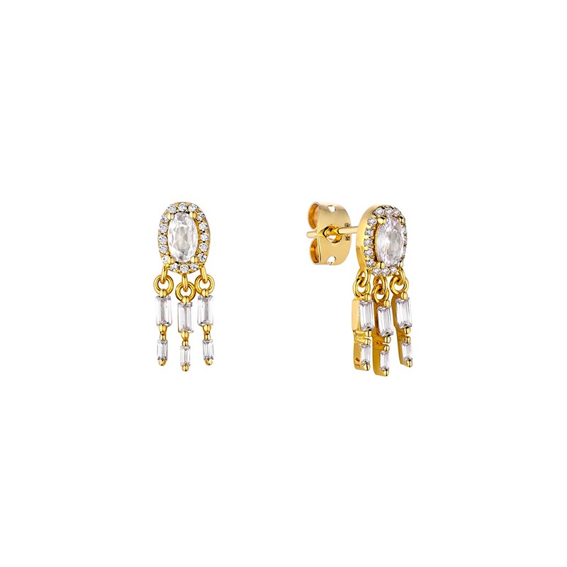 Boucles d'oreilles DYNASTY RIVER Or - Ovale & Cristaux blancs