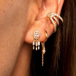 Boucles d'oreilles DYNASTY RIVER Or - Ovale & Cristaux blancs