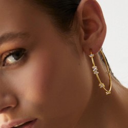 Boucles d'oreilles HOOPS Or - Créoles de Cristaux blancs