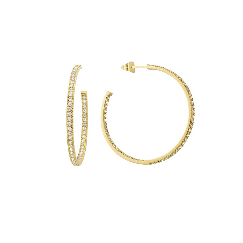 Boucles d'oreilles STELLA Or - Créoles de Cristaux blancs