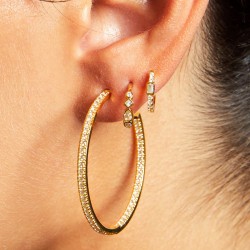 Boucles d'oreilles STELLA Or - Créoles de Cristaux blancs