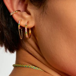 Boucles d'oreilles RAINBOW LOVELY DELHI Or - Créoles & Cristaux multicolors