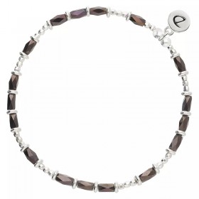 Bracelet élastique en argent MARRON PRESTANCE - Perles de verre - DORIANE Bijoux