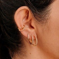 Boucles d'oreilles LOVELY DELHI Or - Créoles & Cristaux blancs