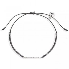 Bracelet cordn LE TUBE argent - Noir hématite - DORIANE Bijoux