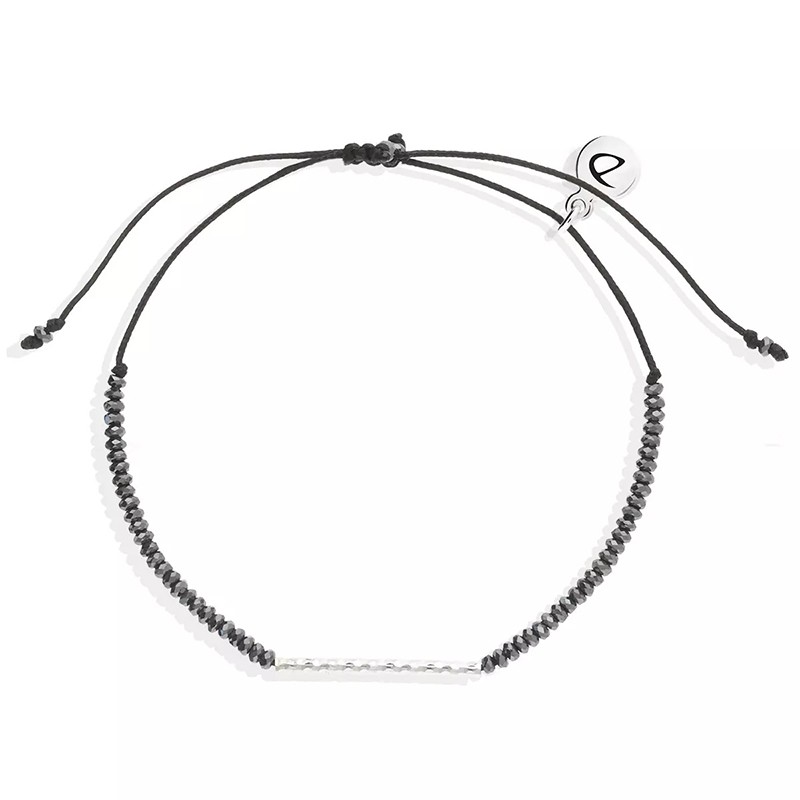 Bracelet cordn LE TUBE argent - Noir hématite - DORIANE Bijoux