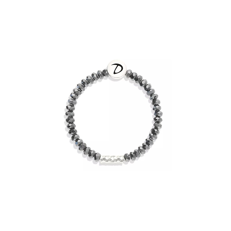 Bague élastique LA MIYUKI en Argent - Tube & Perles gris hématite - DORIANE Bijoux