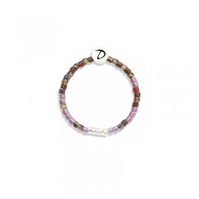 Bague élastique LA MIYUKI en Argent - Tube & Perles violet prune - DORIANE Bijoux