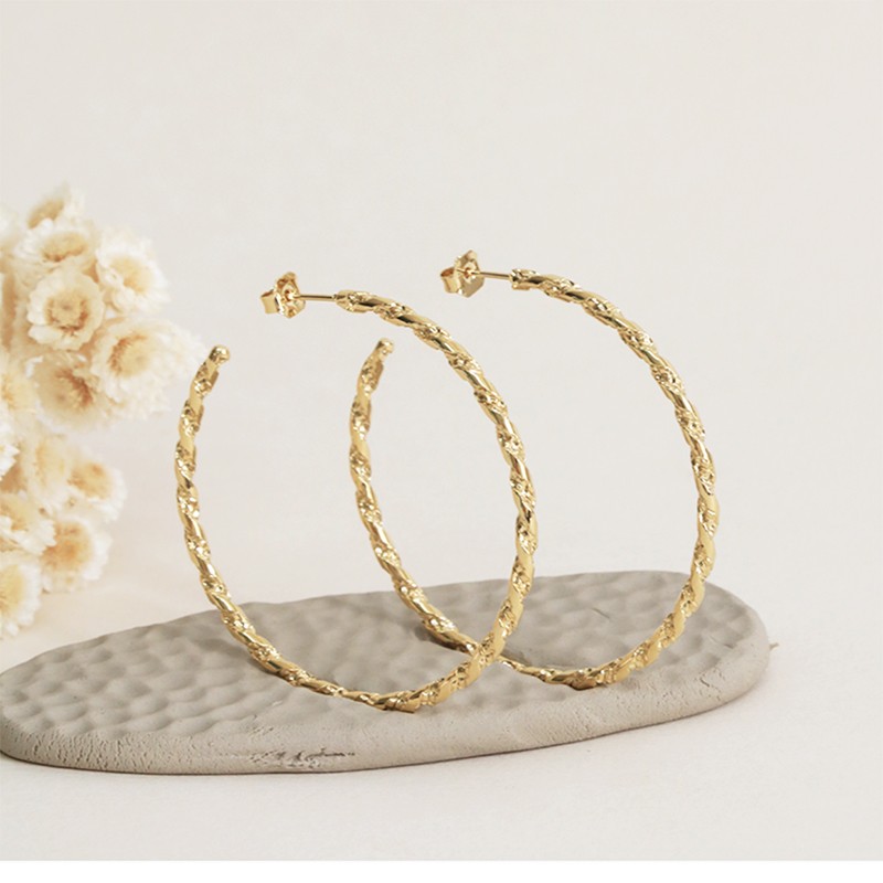 Boucles d'Oreilles Grandes Créoles Les Essentiels - Fil diamanté - AURELIE JOLIFF