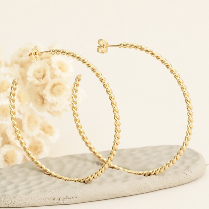 Boucles d'Oreilles Grandes Créoles Les Essentiels - Fil torsadé - AURELIE JOLIFF