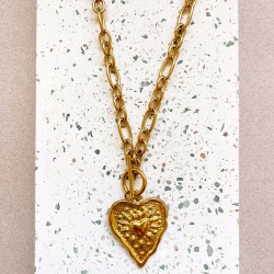 Collier RAMY chaîne dorée - Pendentif Cœur sur coeur XXL