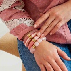 Bracelet jonc élastiqué BRASIL RIVIERA ROSADO 2 - Rose marbré