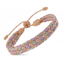 Bracelet DOUBLE U 2 Peach Pink Almond - fils d'or tressés - Maaÿaz