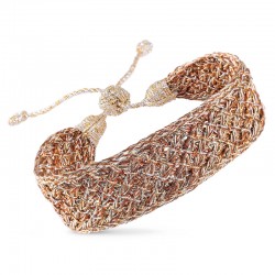 Bracelet LUMA 1 GOLD SILVER ORANGE RUST - fils d'or tressés - Maaÿaz