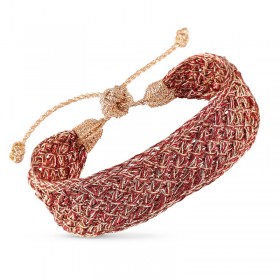 Bracelet LUMA 1 PEACH SCINNAMON CHERRY - fils d'or tressés - Maaÿaz