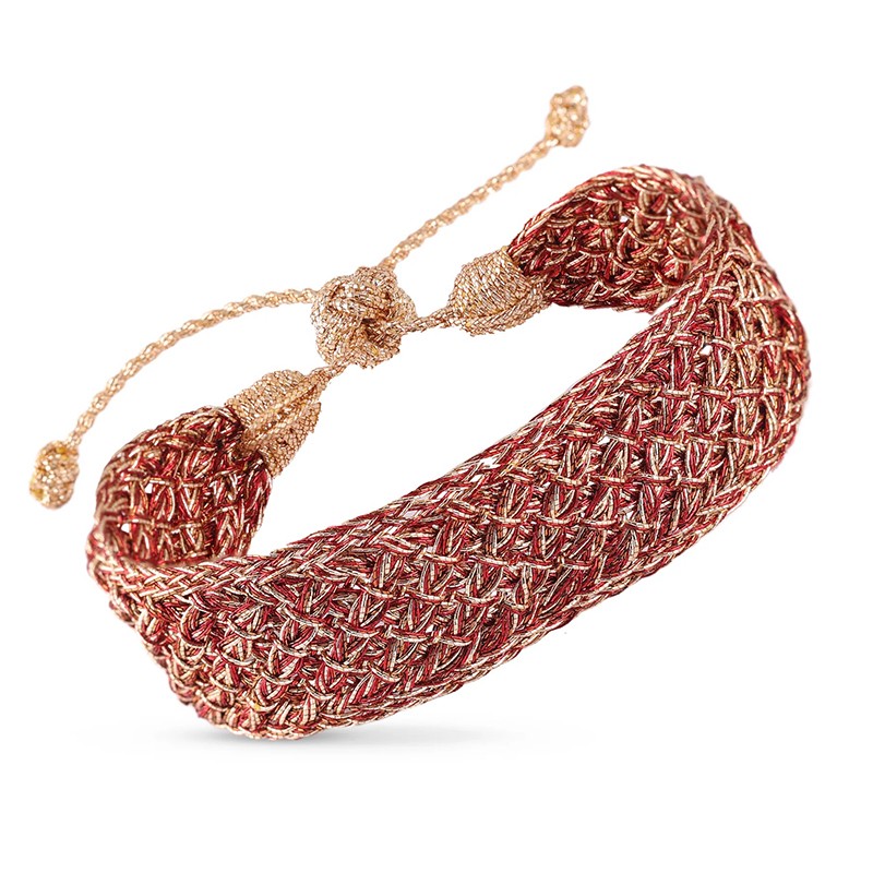 Bracelet LUMA 1 PEACH SCINNAMON CHERRY - fils d'or tressés - Maaÿaz
